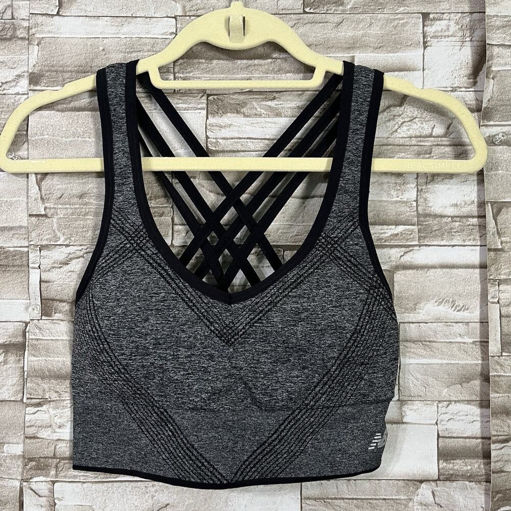 New Balance Womens Size XL Black Cross-Back Sports Bra W/ Double Straps Yoga Gym